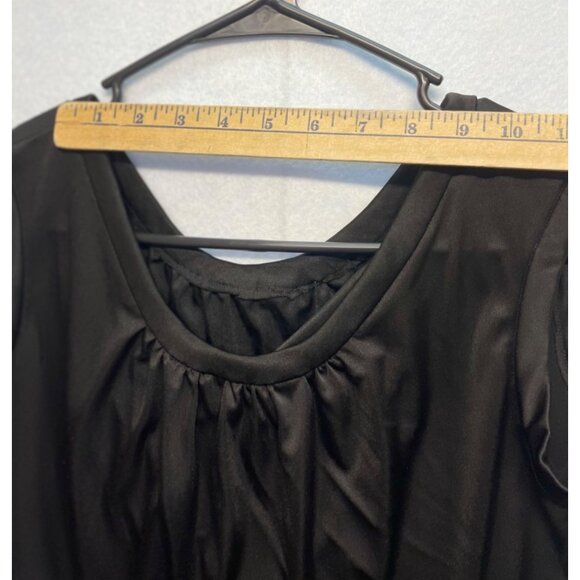 Simple Black Sleeveless Satiny Blouse No Brand No Tags - Picture 5 of 6